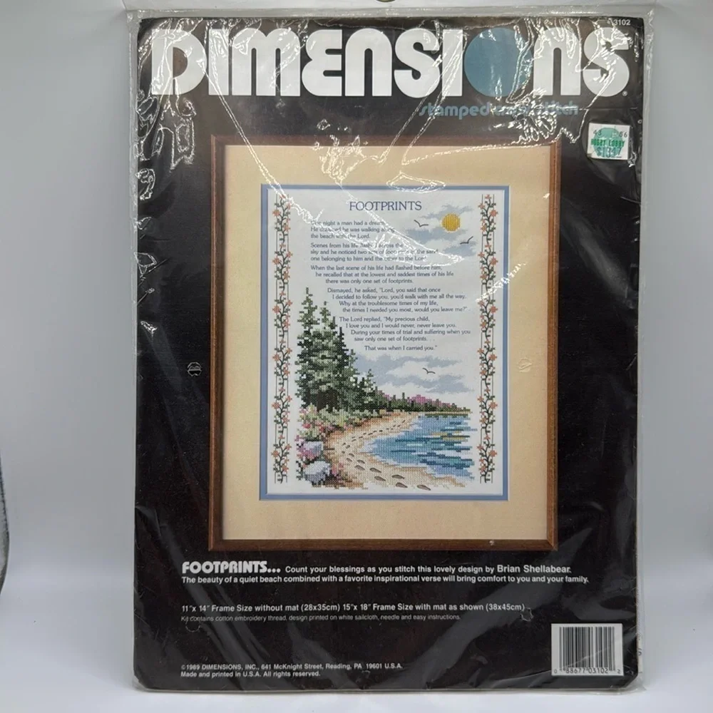 Vintage Unopened Dimensions Stamped Cross Stitch Kit FOOTPRINTS
